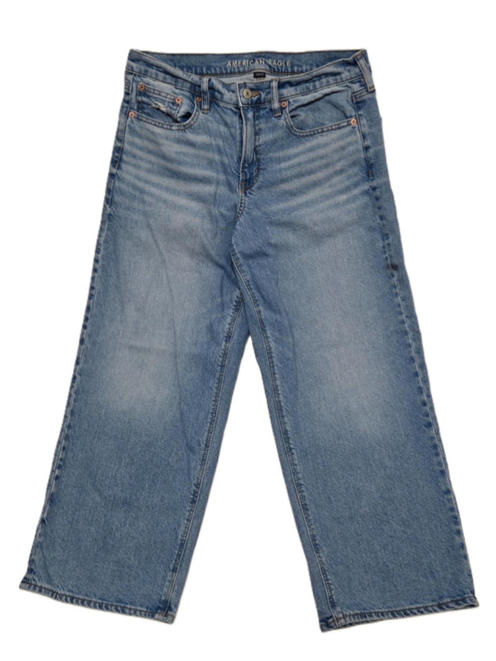 American Eagle Strigid Stovepipe Jeans High Rise Straight Leg 90s Y2K 8 Short - Picture 2 of 9